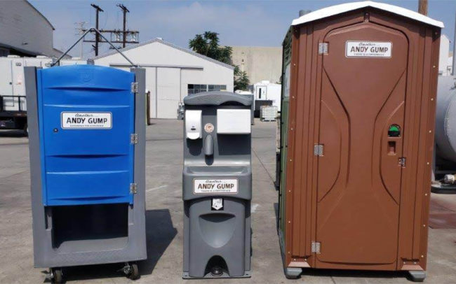 High Rise Single Porta Potty Front View with Breeze Handwash