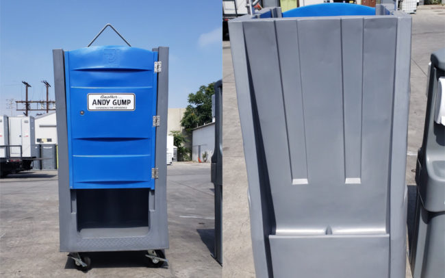 High Rise Single Porta Potty Front and Rear View for Construction