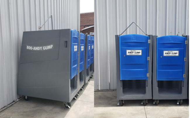High Rise Single Porta Potty Front and Side View
